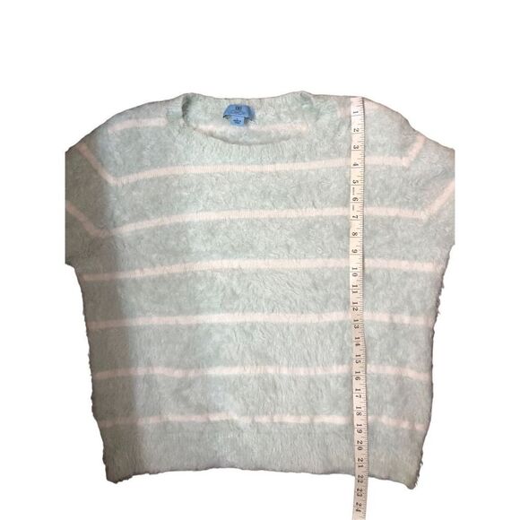 CeCe eyelash light blue/green and white striped long sleeve sweater Size L - Picture 9 of 12